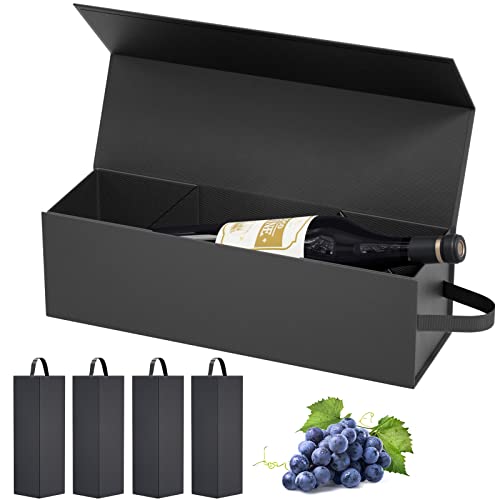 Boîte cadeau magnétique vin lot de 5 coffrets pliants noirs 32x9x9 cm