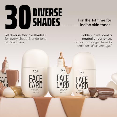 Image of FAE Beauty Face Card 4-in-1 Super Serum Skin Tint Trial Kit | Hydrates, Primes, Provides Coverage & Protects with SPF | Very Deep | Shades - 92N, 93N, 94N, 95O, 96N, 97N