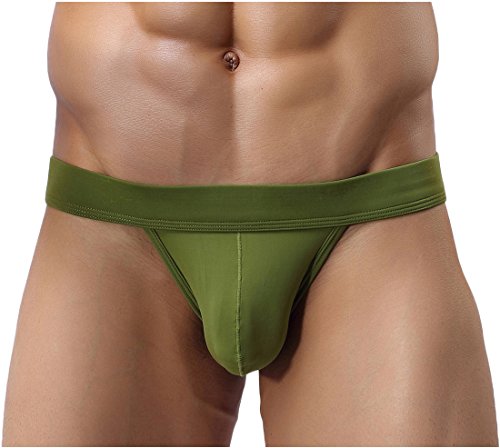 YuKaiChen Men's Briefs Seamless Underwear Low Rise Bikini Bulge Enhancing Army Green Medium - Thumbnail 2