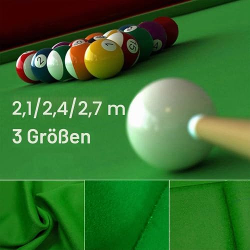 PolyMath Professional Pool Table Felt fits 7/8/9 Foot Standard Tables, Billardtisch Snooker Pool Table Cloth Accessories with Cushion Stripes, 3 Colours for Choice