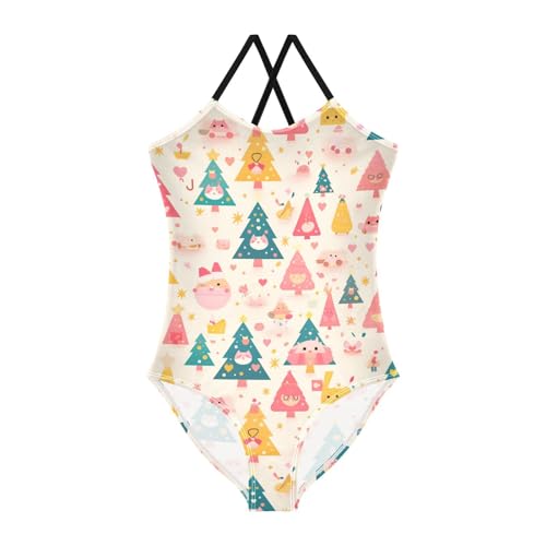 KLL Christmas Tree Ornament Toddler Girl 1-Piece Swimsuit Summer Swimming Suits with Adjustable Straps UPF 50+