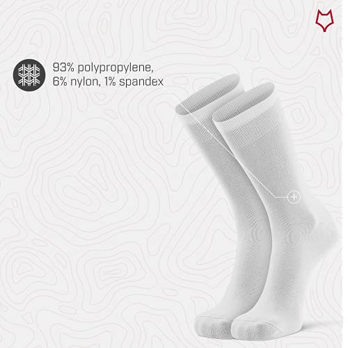 Foxriver Mens Wick Dry Auras Ultra-Lightweight Liner Crew Hiking Socks, White, Large #TOP3