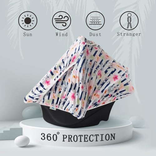 Image of Little Tots Baby Car Seat Canopy Cover, Breathable Sun Shade, Full Privacy for Newborns & Infants, Universal Fit for Boys & Girls