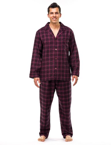 Noble Mount Mens 100% Cotton Flannel Pajama Set with Pant Pockets & Drawstring2