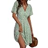 FENSACE Womens Sundress Summer Floral Short Sleeve Wrap V Neck A-Line Midi Dress