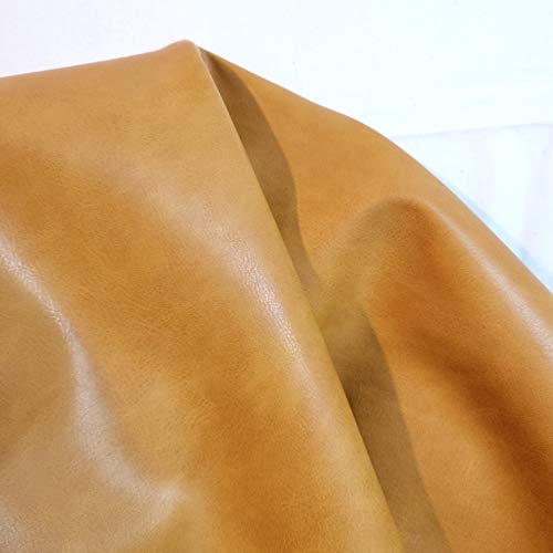Caramel Light Tan Soft Faux Vegan PU Leather by The Yard Synthetic Pleather 0.9 mm Nappa 10 Yards (360 inch x 54 inch Long) Soft Smooth Upholstery (Caramel 10 Yards (360"x54")