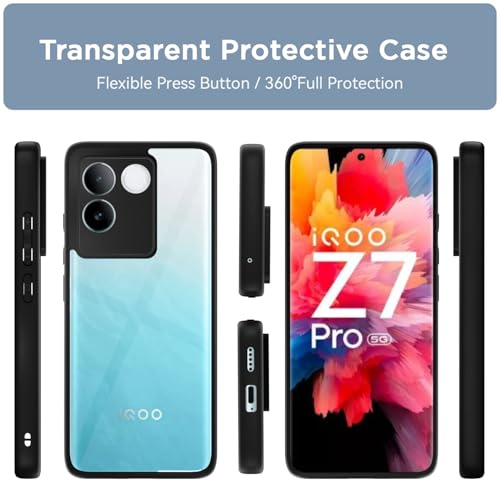 Image of Pikkme Back Cover Compatible with iQOO Z7 Pro 5G / Vivo T2 Pro 5G Shockproof Sleek Hybrid Armor Bumper Case(Black)