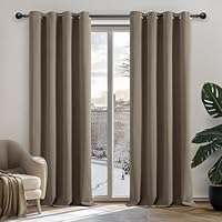 Deconovo Super Soft Bedroom Curtains Blackout Thermal Insulated Eyelet Blackout Curtains for Nursery Tan Brown 46x84 Inch 2 Panels