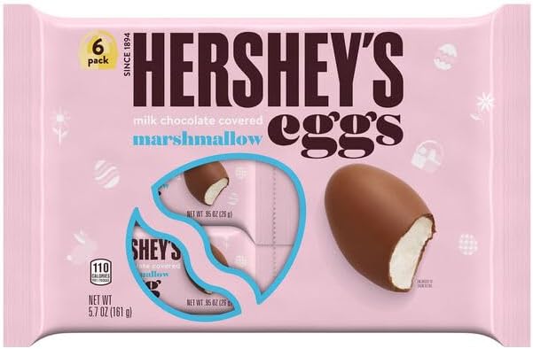 HERSHEY'SMilk Chocolate Covered Marshmallow Eggs, Easter Candy (Pack Of 6-0.95 oz Eggs)