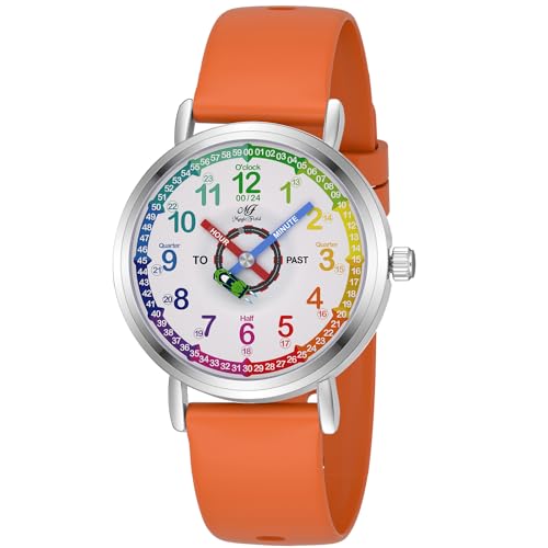 Image of ManChDa Kids Watch for Girls Analog Watch Childrens Toddler Watch for Kid 8-12 Tell Time Watch Easy to Read Teaching Watch Time Learning Study Time Teacher Watch Kids Gift Christmas