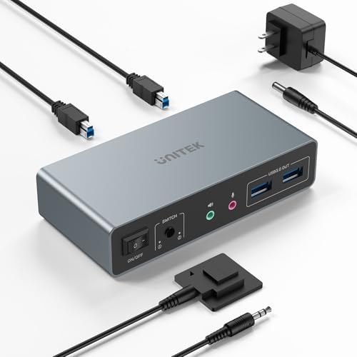 Unitek KVM Switch 2 Monitors 2 Computers HDMI Displayport Dual Monitor 2 PC