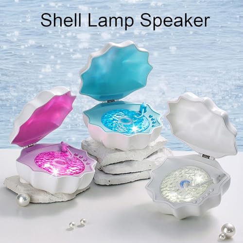Shell Waves Speaker Cordless, Northern Lights Lumena Lamp Record Player, Ocean Wave Projector Light - Image 2