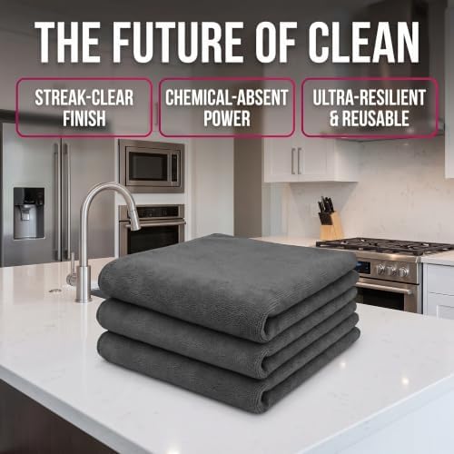 GreaseKiller Genie Magic Cleaning Cloth, 6 Pack Microfiber Magic Cloth for Windows & Glass, Lint-Free Reusable Cleaning Rag for Mirrors, Cars & Stainless Steel,6 - 3