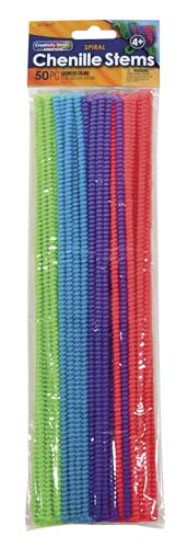 Creativity Street Spiral Chenille Stem, 12 in, Assorted Colors 600 per Bag