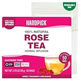 HANDPICK, Rose Buds Herbal Tea Bags - 50 Count | Caffeine Free Rose Tea with Chamomile & Tulsi | Floral & Smooth | Round Eco-conscious Tea Bags