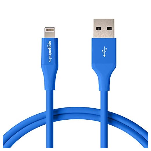 AmazonBasics - Cable de conector Lightning a USB A para iPhone y iPad - 0,9 m - 1 unidad, Azul