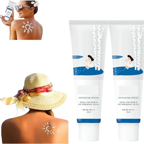 Korean Sunscreen,Korean Skincare Sunscreen,Birch-Juice Moisturizing Sunscreen,Moisturizing Sun Cream Spf50+ Pa++++,Sunscreen Skin Care Waterproof Strong UV Protection (2 Pcs)