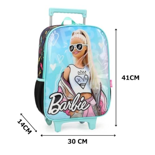 Mochila Infantil Rodinhas Barbie Com Lancheira e Estojo Verde