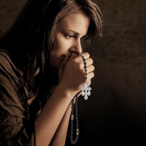 Black Rosary Beads Catholic for Men,Rugged Onyx Rosary,Pardon Crucifix Rosary with St Benedict and Milagrosa Medal,Cruz Del Perdon Catolica,Crucifijo Del Perdon,Rosarios Catolicos Para Hombre4