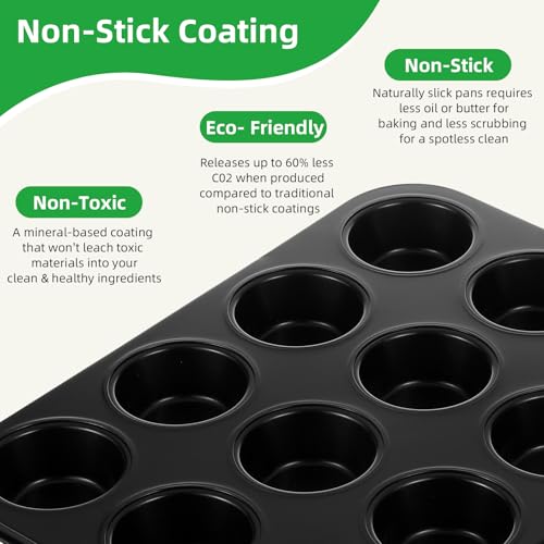 11-Piece Nonstick Baking Pans Set - Professional Grade Carbon Steel Bakeware with Premium Coating- Dishwasher Safe, Stackable, Oven Safe to 450°F (Black) - Thumbnail 5