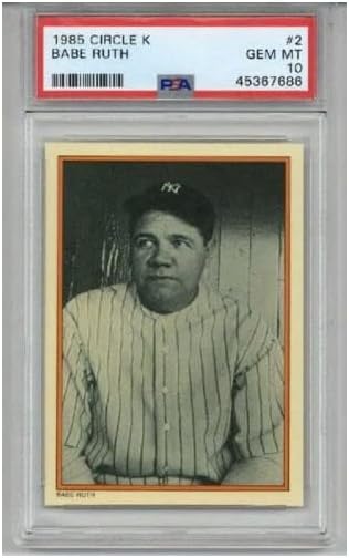 1985 TOPPS CIRCLE K #2 BABE RUTH BASEBALL CARD NEW YORK YANKEES PSA 10 LOW POP
