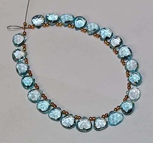 Briolette cœur facetté bleu azur 8-9mm pour collier et bracelet