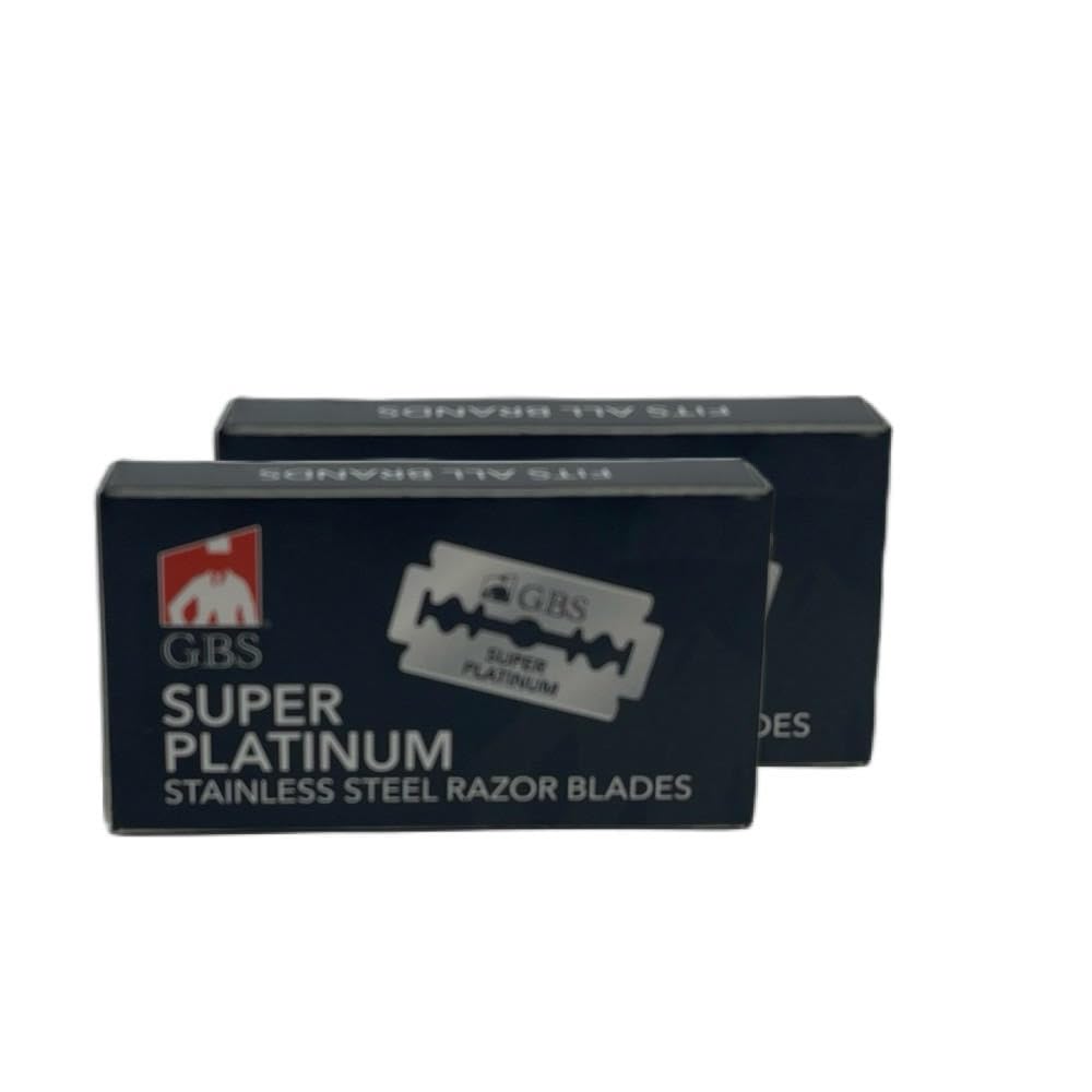 G.B.S Double Edge Shaving Razor Short Rubber Coated Handle With Leather Protective Travel Case & 20 blades Double Edge Safety Razor Long Lasting Skin Friendly