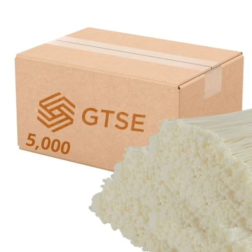 GTSE 8 Inch White/Clear Zip Ties, 5,000 Bulk Pack, 50lb Strength, UV Resistant Strong Nylon Cable Ties, Self-Locking 8" Tie Wraps