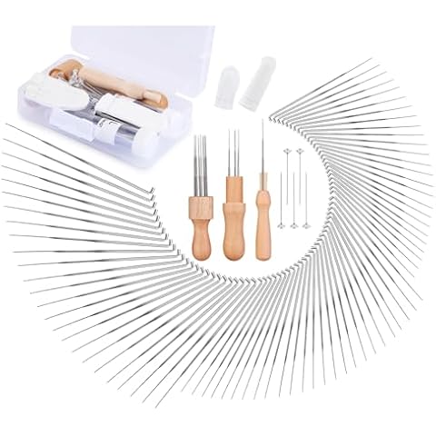 Needle Felting Needles, 89PCS Needle Felting Kits, Needle Felting Supplies,75 Wool Felting Needles, 3 Wooden Handle for Making Felt Animals Doll Painting Handicraft 36/38/40 Gauge Cover