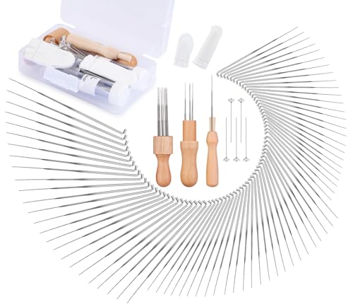 Needle Felting Needles, 89PCS Needle Felting Kits, Needle Felting Supplies,75 Wool Felting Needles, 3 Wooden Handle for Making Felt Animals Doll Painting Handicraft 36/38/40 Gauge