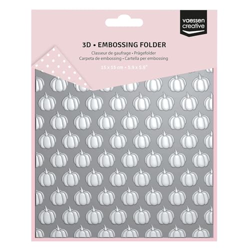 Vaessen Creative 3D Prägeschablone Hintergrund - Kürbisse von 15 x 15 cm - Bastelbedarf Herbst und Halloween für Grußkarten - Bastelzubehör für DIY, Karten Basteln, Journaling und Scrapbooking