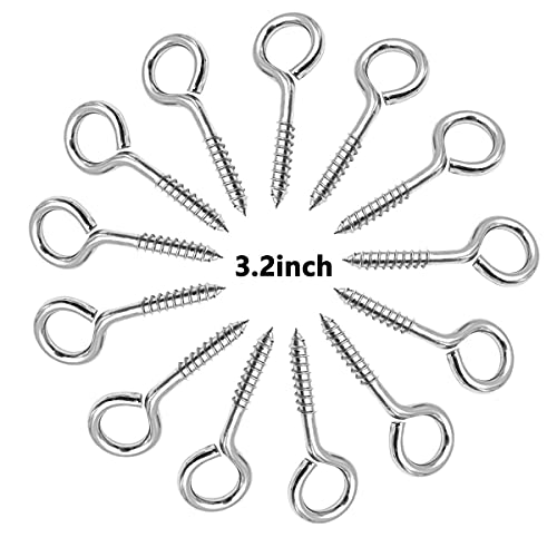 Tiptop Home 3.2INCHSCREWEYES-210821001-SL Aysum 20Pcs 3.2 Inch Screw Eyes Heavy Duty Stainless Steel Screw In Eye Hooks thumb #1