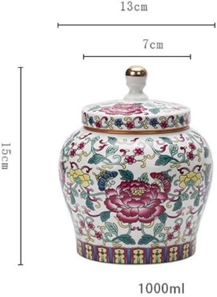 SONGCHAO Sugar Jar Vintage Blue and White Porcelain Bulk Tea Storage Jar with Lid Ceramic Sealed Home Kitchen Seasoning Tea Canister