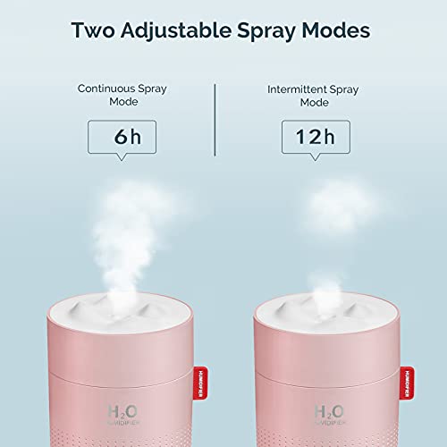 Portable Mini Cool Mist Humidifier, 500ml USB Personal Desktop Humidifier for Baby Bedroom, Travel, Office, Home - Auto Shut-Off, 2 Mist Modes, Super Quiet (Pink) - Thumbnail 4