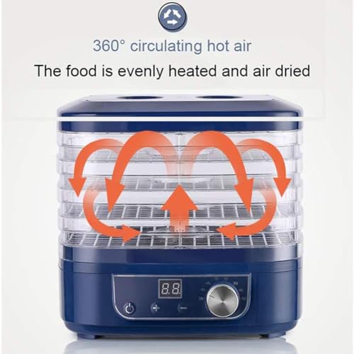 5-Schicht-Tablett Elektrischer Dörrgerät Dörrautomat Für Lebensmittel Obsttrockner Maschine Dörrautomaten Fleisch Mit Timer Und Temperaturregelung 95 ° F-158 ° F Für Obst, Gemüse, Beef Jerky 350W – Bild 6