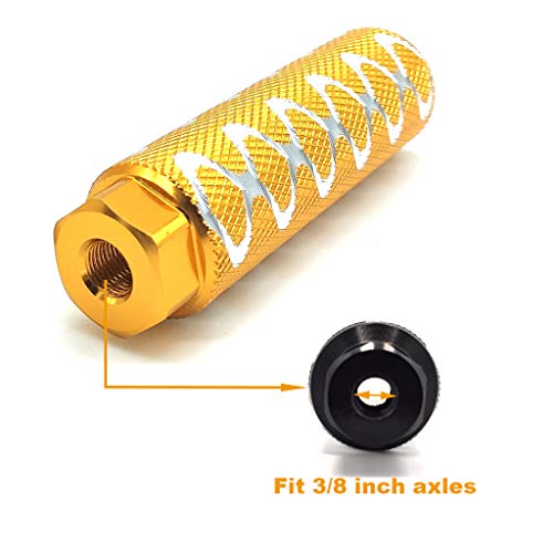Mantain 4 PCS Bike Pegs 4" Length Aluminum Alloy Cylinder Anti-Skid Special Design Bicycle Foot Pegs Fit 3/8 inch Axles (Yellow)