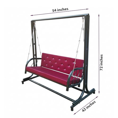 Image of Jhula with Stand for Adults - Powder-Coated Metal Swing for Home, Living Room, Balcony & Terrace (Black, 2 Seater)