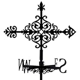 beinkmake Elegant Arrow Weathervane Metal Wind Vane Vintage Floral Weathercock Garden Decoration Wind Direction Indicator Stake Roof Mount Ornament for Farmhouse Yard Outdoor