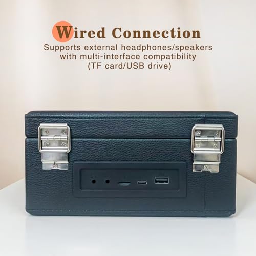 Image of Portable CD Player with Bluetooth 5.2, Rechargeable Battery & Built-in Speakers - Hi-Fi Retro Suitcase Design for Home Decor, AUX /TF Card Support - Ideal Gift (Black)