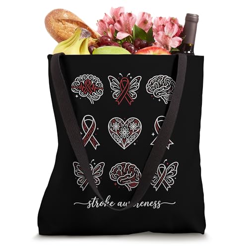 Bolso Tote Brain Heart Butterfly Red Ribbon Stroke Awareness miniatura 4