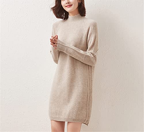 Robe cachemire col montant femme robe hiver chaude mi-longue ample bleu paon - 3