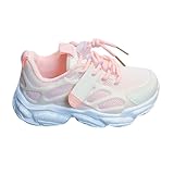 Basket Enfant Fille 4 14 Ans Ete Fashion Chaussure Adolescent Fille Montante Scratch Sport Running Pas Cher Mode Mesh Doux Confortable Respirant Sneakers Fille Caoutchouc (29 EU, Rose)