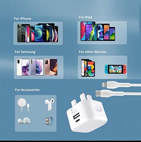 iPhone Charger Plug and Cable For iPhone 14 14 Plus 14 Pro Max SE 2022 XR 11 12 13 Pro Max Mini iPad Pro Compatible With iWatch iPad Charger 20W USB C Power Adapter + iPhone Charging Cable (WHITE)