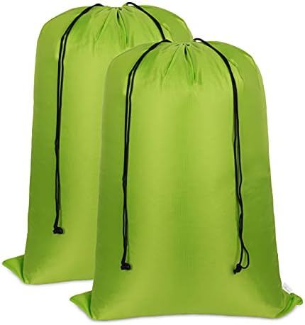 Asonen Large Laundry Bags 2 Pack, Two-way drawstring Tear-proof Portable Large Capacity Laundry Bags for Students, Apartments, Travel, Vacations, College (27 X 36 Inch, Green)