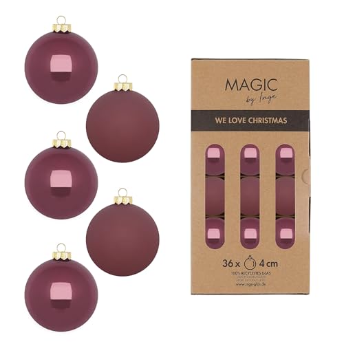 Weihnachtskugeln Glas 4cm 36 Stück - matt & glänzend - Kleine Christbaumkugeln Weihnachtsbaumkugeln für Weihnachten - Christbaumschmuck & Weihnachtsbaumschmuck - Dusty Rose