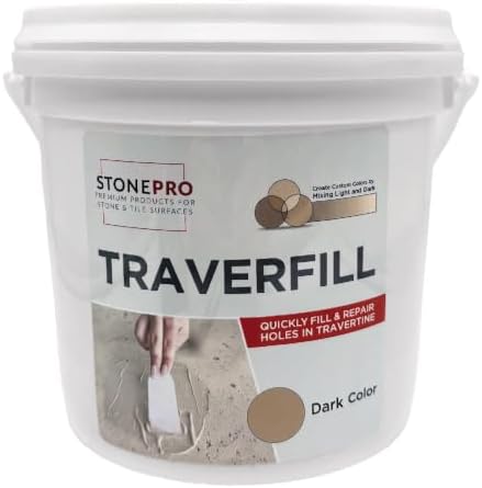 StonePro Traverfill - Travertine Repair - Fills Smalls pits, Holes & voids in Travertine & Limestone (Dark 3 lb)