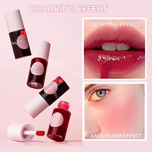2 Colors Lip Stain Tint, Plump Lip Gloss Moisturizing Tinted for Cheek & Lip, Long lasting, Glossy Korean Lip Tint Stain Mini Liquid Lipstick, Easy Apply, Non-Sticky (#01 APPLE& #03 WATERMELON) - Thumbnail 5