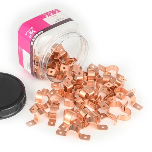 50Pcs EFIELD 1/2-Inch Copper Pipe Straps,Two-Hole Clamp Mount(COPPER023-50)
