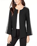 Alfani Women's Striped Sleeve Collarless Jacket Black Size XL