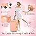 Rolling Manicure Table with LED Mirror, Portable Nail Desk Mobile Nail Station w/ Wrist Pad, Acrylic Case, Foldable Desk, & 4 Drawers, Travel Makeup Case Cosmetic Trolley on Wheels, Rose Gold